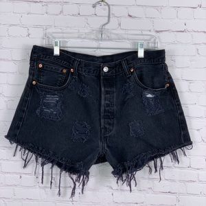 501 Levi’s Shorts Black Repurposed Distressed  36